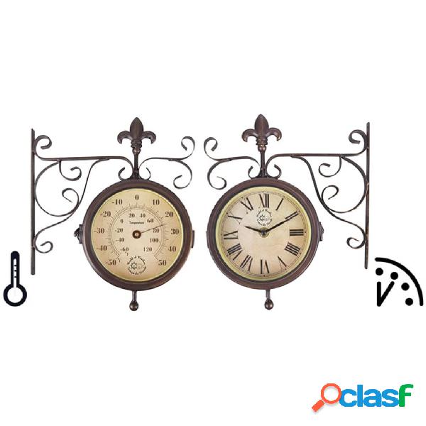Esschert Design Reloj de estación con termómetro, TF005