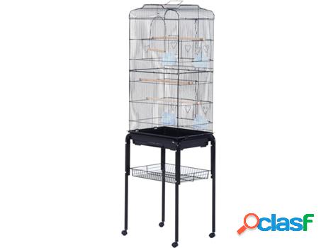 Jaula para Pájaros PAWHUT (Negro - 47.5x37x153cm - Madera)