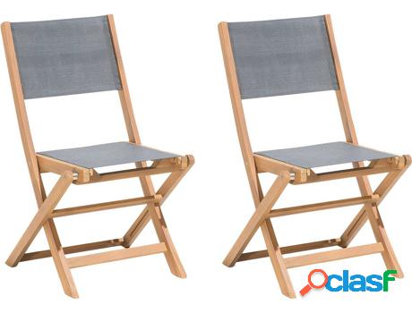 Juego 2 Sillas de Jardín Cesana Plegables (Gris - Madera de