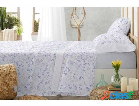 Juego de Sábanas Burrito Blanco Tri-614 100% Algodón Azul