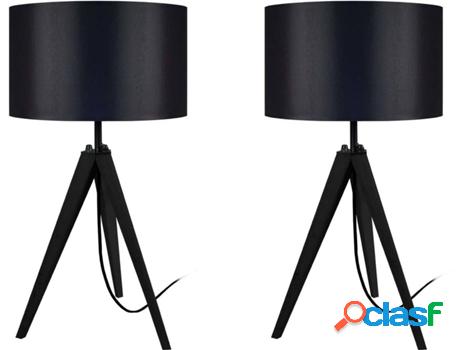 Lámpara de Mesa TOSEL Idun-Lot 2 (Negro, Negro Cilíndrico