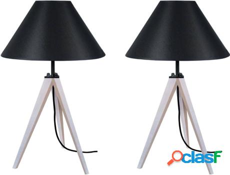 Lámpara de Mesa TOSEL Idun-Lot 2 (Negro y Blanco - E27 -