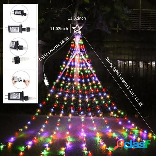 Luces de cascada 317LEDs 8 modos árbol luz pentagrama