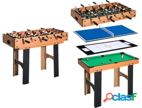 Mesa Multijuegos HOMCOM 4 en 1: Futbolín, Air Hockey,
