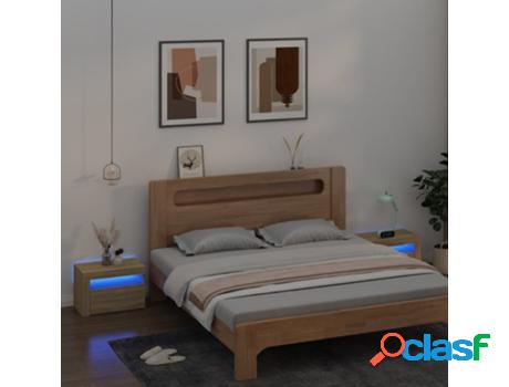 Mesitas de Noche con Led 2 Uds VIDAXL (Roble Sonoma 60X35X40