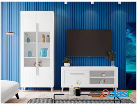 Mueble de Salón MUEBLAM Niza (Blanco - Melamina - 220 cm)