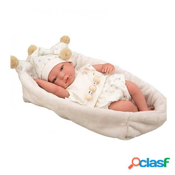 Mu?eco Reborn Aday con Capazo Beige 40cm