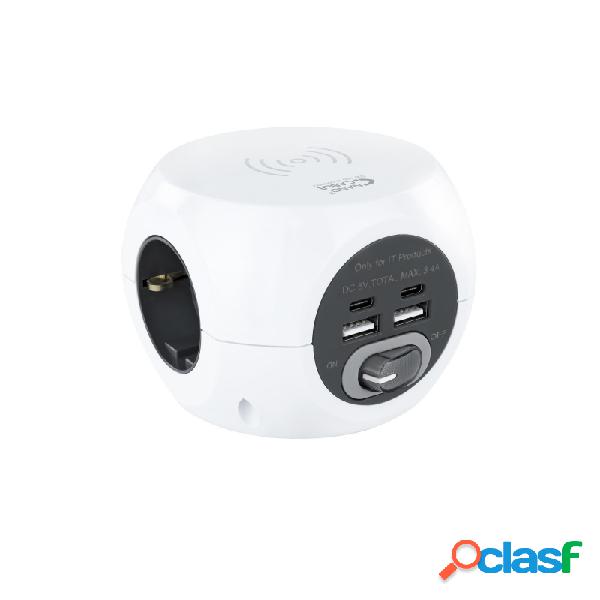 Nanocable Base De 3 Enchufes Con 4 Usb's (2 Usb A + 2 Usb-c)