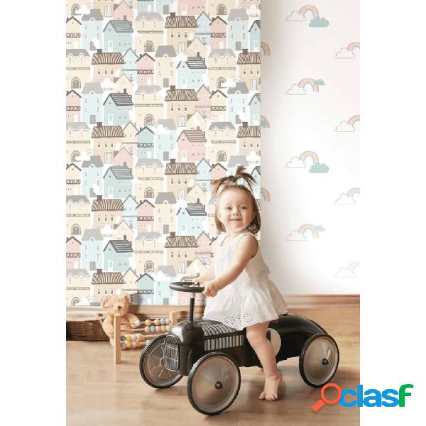 Noordwand Papel pintado Mondo baby Clouds blanco, azul y