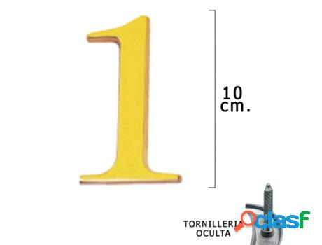 Numero latón 1 10 cm. con tornilleria oculta (blister 1