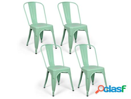 Pack 4 Sillas BOX FURNITURE Tulio (Metal - Madera y Acero -
