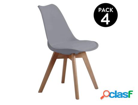 Pack 4 sillas bistro, ABECEDARIO, 48 cm (ancho), negro,