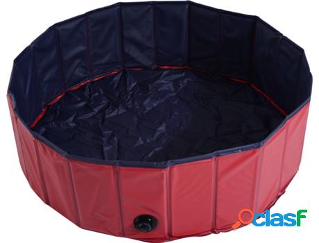 Piscina para Perros y Gatos PAWHUT Pegable (Rojo - 100x30cm