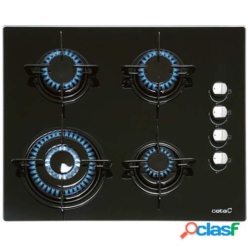 Placa de gas Cata CIB6031BK - 4 Fuegos (1 Quemador doble),