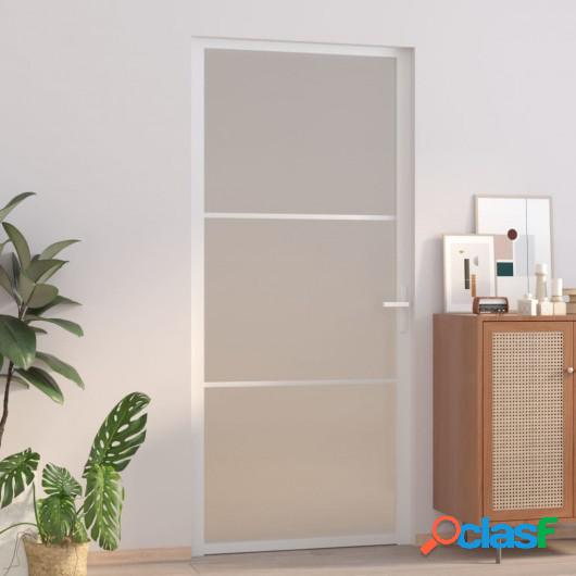 Puerta interior de vidrio y aluminio blanco mate 93x201,5 cm