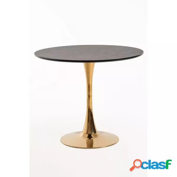 RegalosMiguel - Mesa Kolio Golden 90 cm Mármol - Negro