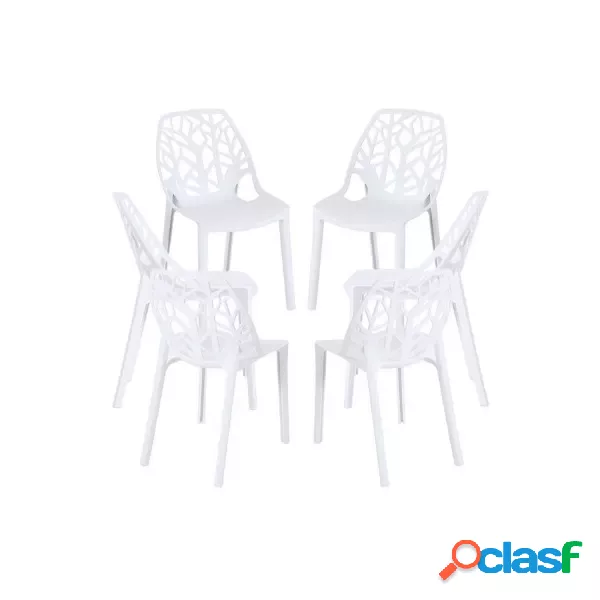 RegalosMiguel - Pack 6 Sillas Hissar Polipropileno - Blanco
