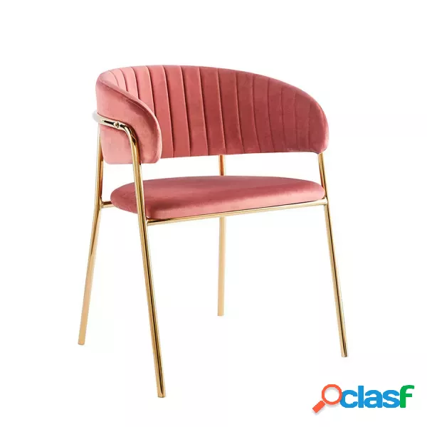 RegalosMiguel - Silla Moniel Golden Terciopelo - Rosa