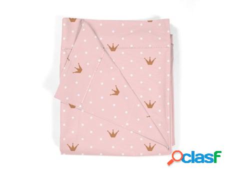 Sábana Encimera Infantil SOKIOS Corona Rosa (140 x 160 -