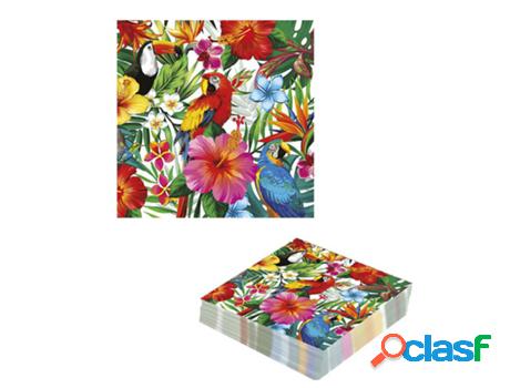 Servilletas GUIRCA Pack de 12 con estampado hawaiano 33X33