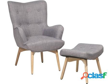 Sillón con Reposapiés Vejle (Gris - Poliéster -78x81x100