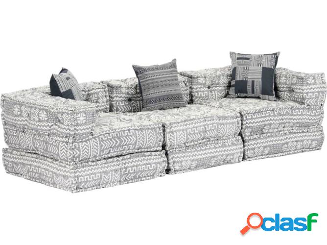 Sofá-Cama VIDAXL modular 3 plazas Tejido gris claro