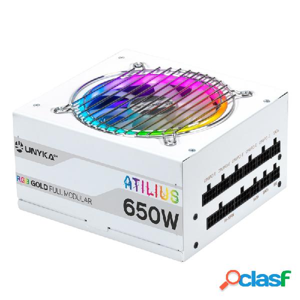 Unykach Fuente Gaming Atilius Rgb 650w White 92% Eficiencia