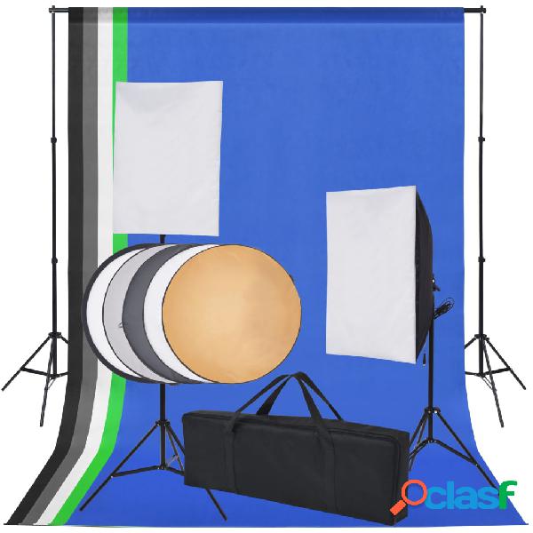 vidaXL Kit de estudio con 5 telones de fondo de colores y 2