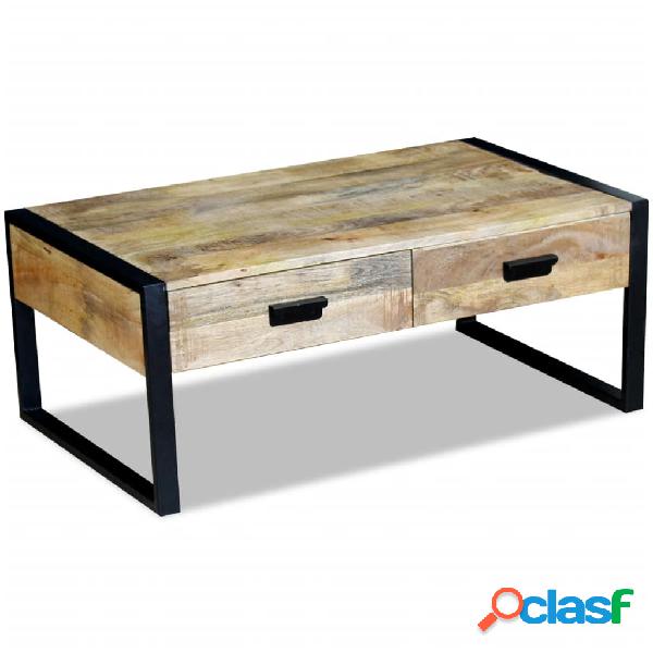 vidaXL Mesa de centro con 2 cajones madera de mango