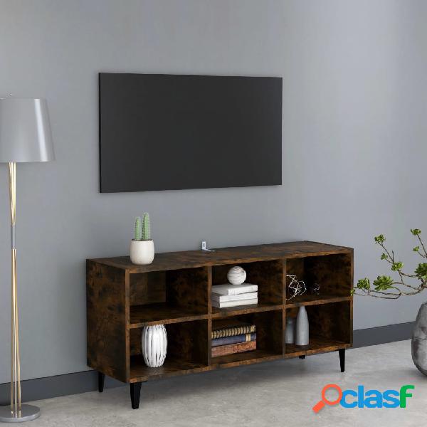vidaXL Mueble para TV con patas de metal roble ahumado