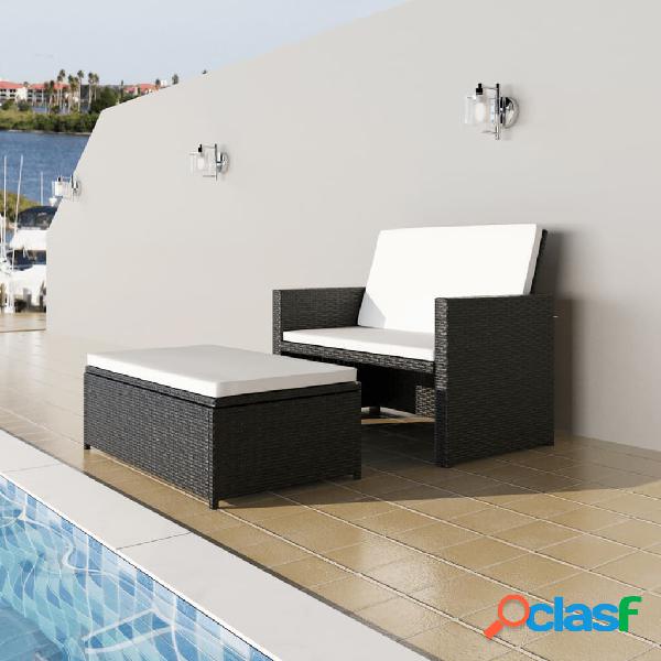 vidaXL Set muebles de jardín 2 piezas y cojines ratán