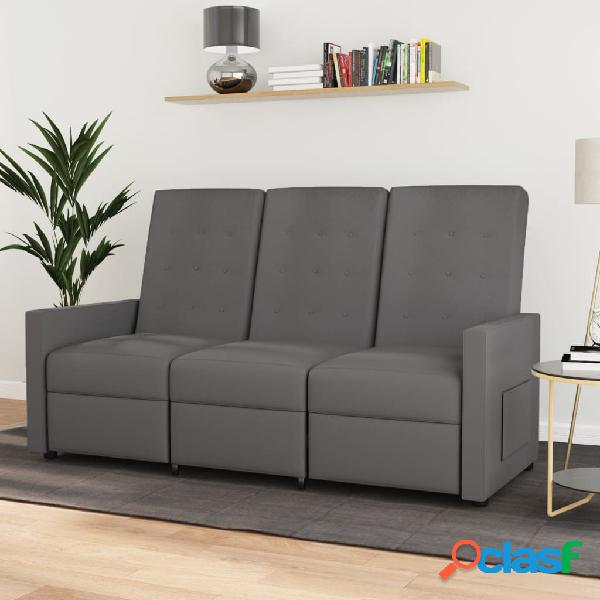 vidaXL Sofá reclinable de 3 plazas tela gris claro