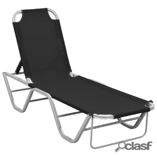 vidaXL Tumbona de aluminio y textilene negra