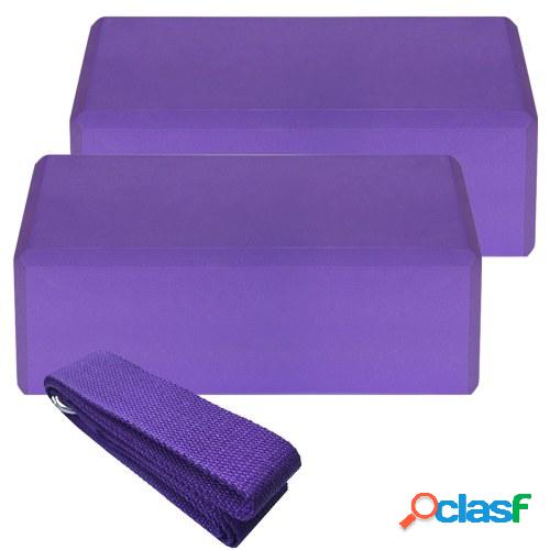 2pcs EVA Yoga Blocks 1pcs Algodón Correa de yoga Bloques de