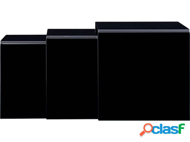 3 Mesas Centro ART PLANET encastrables Vidrio Templado Negro