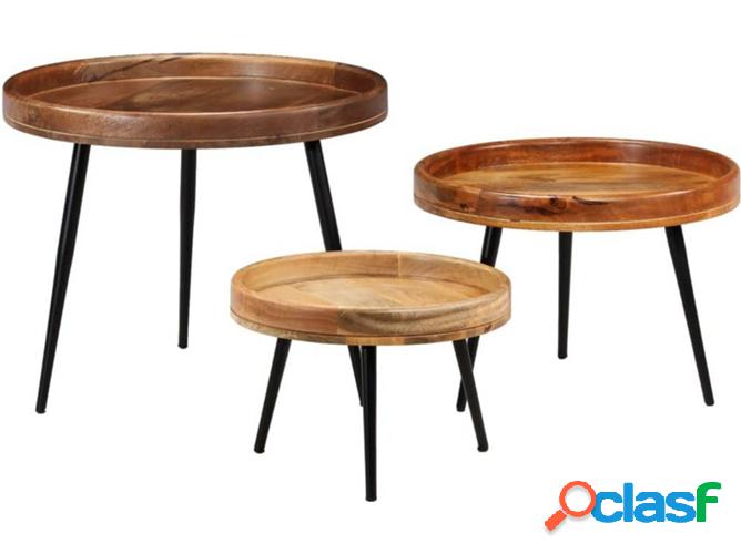 3 Mesas Encastrar ART PLANET Madera Manguera Maciza y Acero