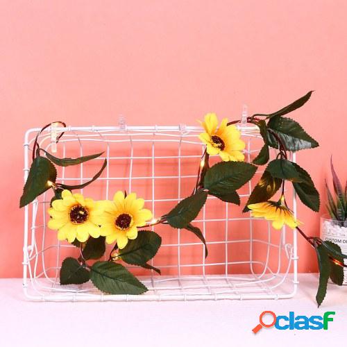 30 cuentas de lámpara girasoles artificiales hojas verdes