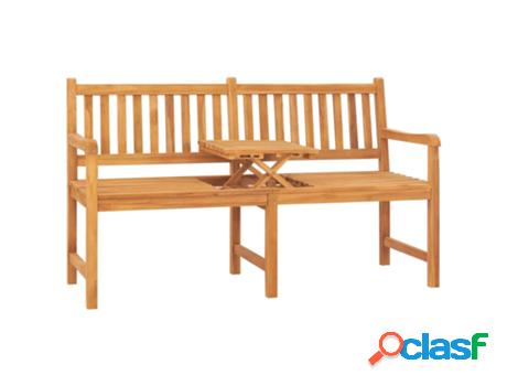 Banco de Jardín VIDAXL 3 Plazas Con Mesa Madera Teca Maciza