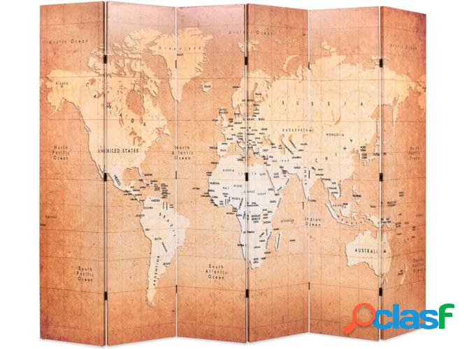 Biombo plegable VIDAXL mapa mundo amarillo (228x170 cm)