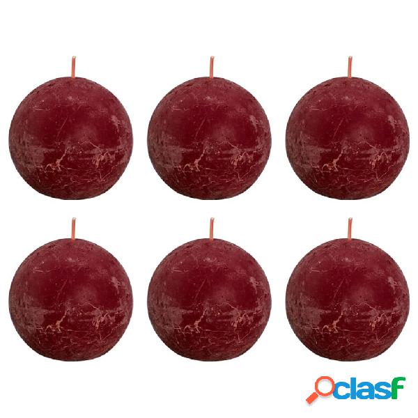 Bolsius Velas de bola rústicas Shine 6 unidades rojo velvet