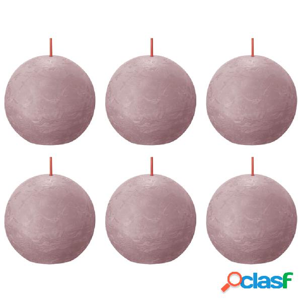 Bolsius Velas de bola rústicas Shine 6 unidades rosa ceniza