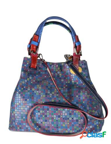 Bolso De Piel Pixels Mujer Asas Ajustables Azul