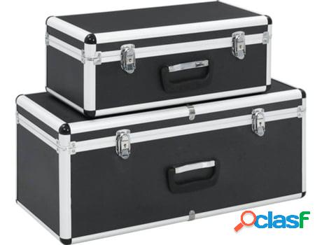 Cajas de Almacenamiento VIDAXL Aluminio 2 uni. Negro