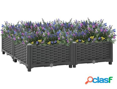 Cantero de Flores VIDAXL Alto de Polipropileno (Gris -