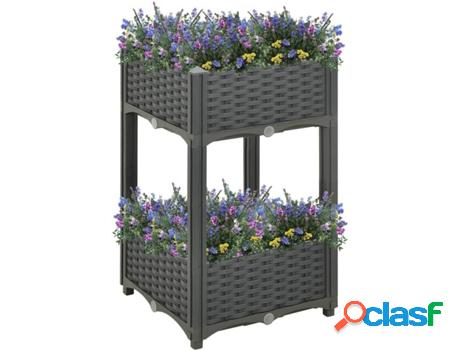 Cantero de Flores VIDAXL Alto de Polipropileno (Gris - 40 x