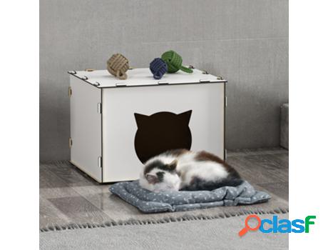 Caseta para Gatos [EN.CASA] (30 x 40 x 35 cm - MDF - Blanco)