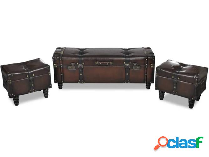 Conjunto Bancos VIDAXL Almacenaje marrón (3 piezas)