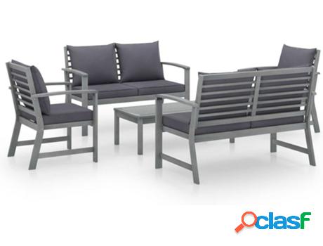 Conjunto Muebles de Jardín VIDAXL Con Cojín 3057783 (Gris