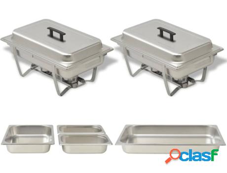 Conjunto de 2 Piezas de Calentador de Comida VIDAXL Gris