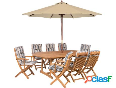 Conjunto de Mesa + 8 Sillas + Chapéu de Sol BELIANI Maui